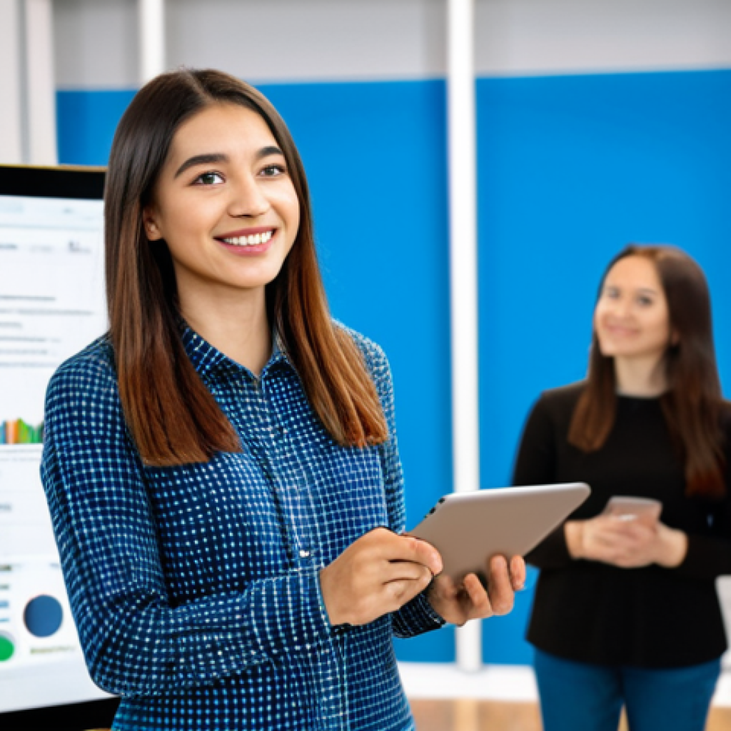 A professional content creator, fully clothed in modest, contemporary business casual attire, confidently speaking to a camera on a tripod in a bright, modern studio. The background features a blurred, diverse group of people engaging, symbolizing a connected online community. The creator holds a tablet displaying a vibrant graph of social media engagement, emphasizing authentic storytelling. Natural pose, perfect anatomy, correct proportions, well-formed hands, proper finger count, natural body proportions. Professional photography, high quality, safe for work, appropriate content, fully clothed, modest, family-friendly.
