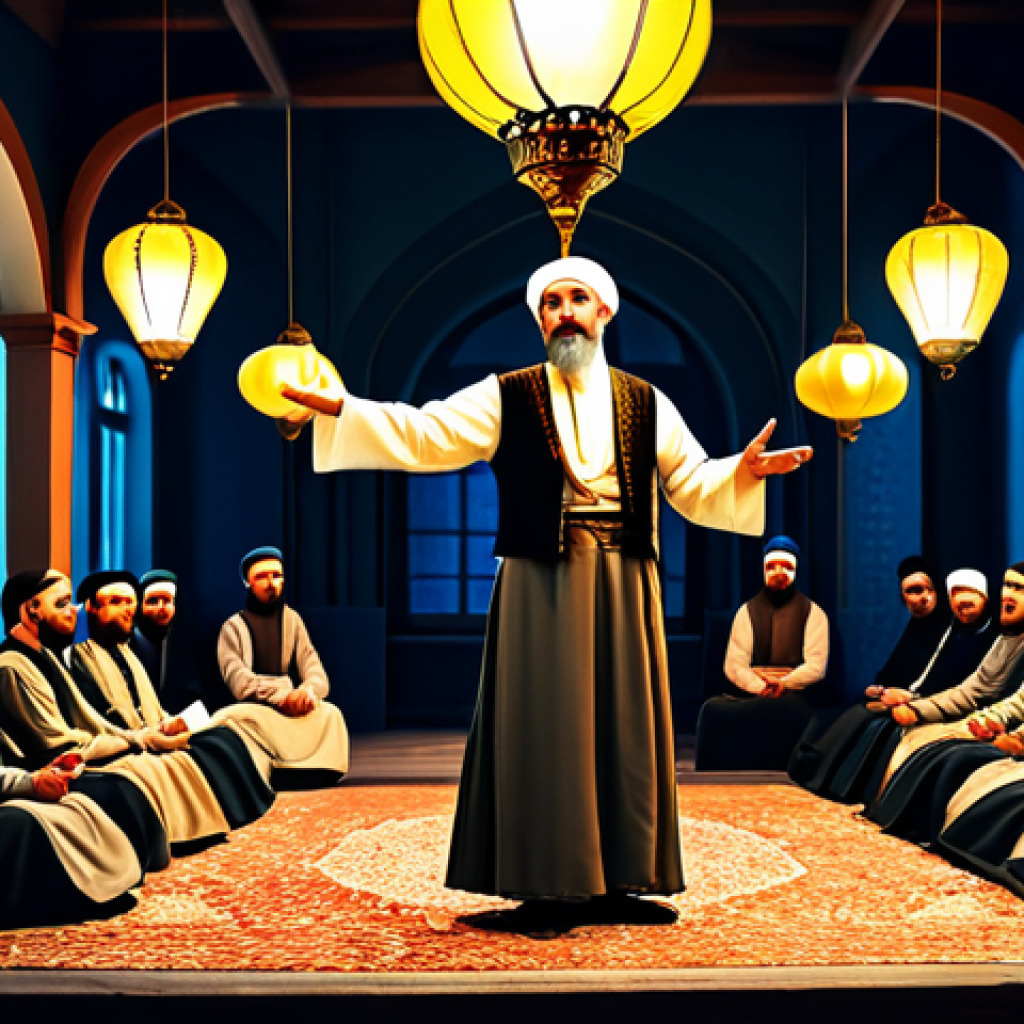 **

A Turkish storyteller, "meddah," in traditional Ottoman attire, fully clothed, performing in a coffee house in Istanbul. He's gesturing dramatically, captivating his audience. The scene is warm and inviting, lit by lanterns.  Safe for work, appropriate content, modest clothing, professional digital art, perfect anatomy, natural pose, well-formed hands, proper finger count. Family-friendly.

**
