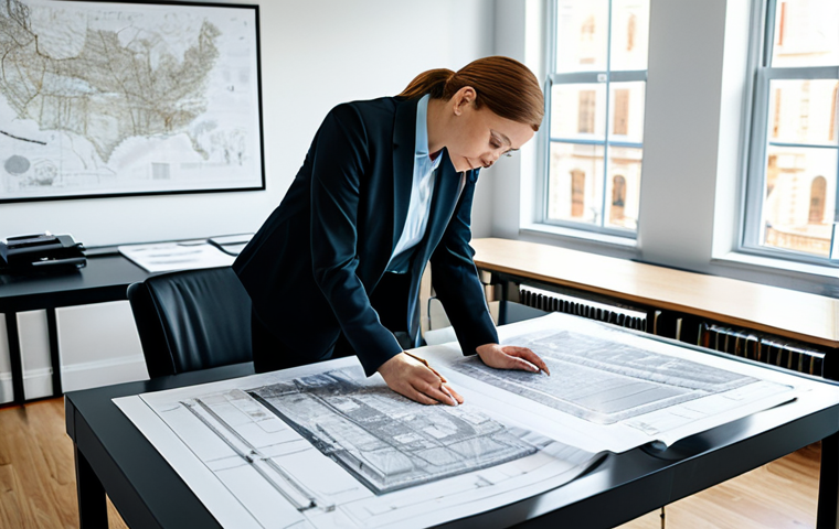 **Subject:** A professional architect in a modern, light-filled office, reviewing blueprints. **Clothing:** Fully clothed, wearing a stylish yet modest business casual outfit (e.g., dress pants, a blouse, and a blazer). **Environment:** A large drafting table with architectural models and drawings visible. **Quality Modifiers:** Perfect anatomy, correct proportions, natural pose, safe for work, appropriate content, professional, high resolution.