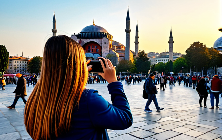 스토리텔러로서의 자기 브랜드 만들기 - **
A professional travel blogger, fully clothed in stylish, modest clothing suitable for exploring ...