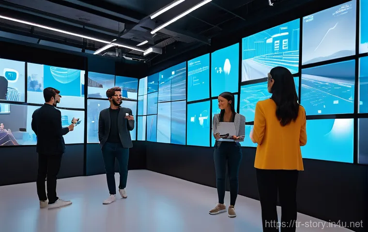스토리텔러 자격증과 관련된 글로벌 사례 연구와 전략 분석 - **Digital Storytelling for Engagement:**
"A dynamic, visually engaging image of a diverse group ...