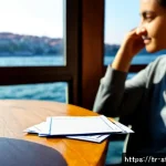 스토리텔러의 일상적인 작업 프로세스 - Photorealistic documentary-style scene of a Turkish storyteller developing ideas at a sunlit café in...