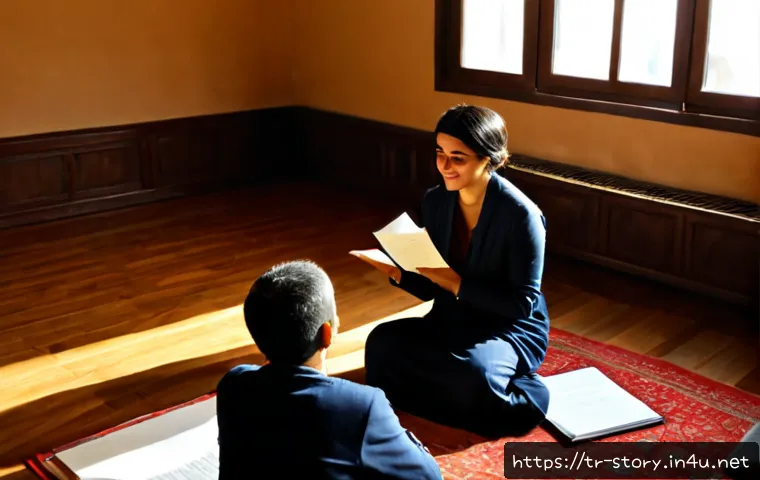 스토리텔러 자격증과 경력 목표 설정 - Photorealistic Turkish aspiring storyteller in a warm Istanbul cultural workshop, confidently sharin...