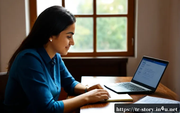 스토리텔러 자격증 합격률 - Photorealistic Turkish adult learner at a tidy home desk in Istanbul, calmly reviewing a storytellin...